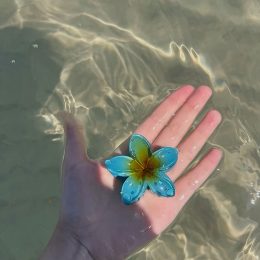 Blue Flower Claw Clip - Medium