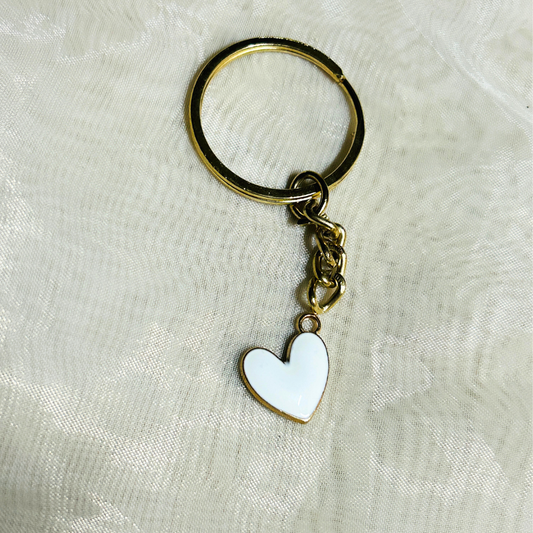 White Heart Keychain