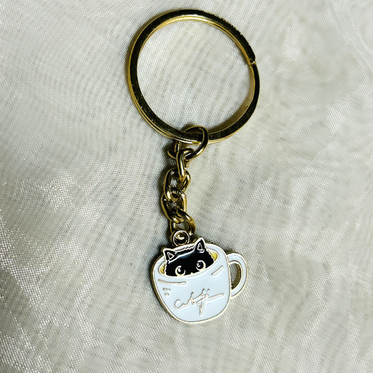 Cat in a coffee mug Keychain