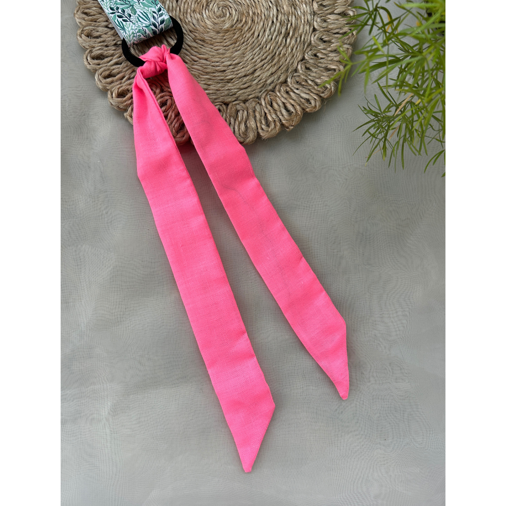 Neon Pink Scarf Attached to a Hair tie