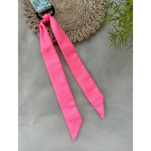 Neon Pink Scarf Attached to a Hair tie