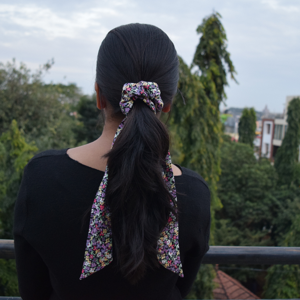 Floral Scarf Scrunchie  / Tail Scrunchie / Bowknot Scrunchie