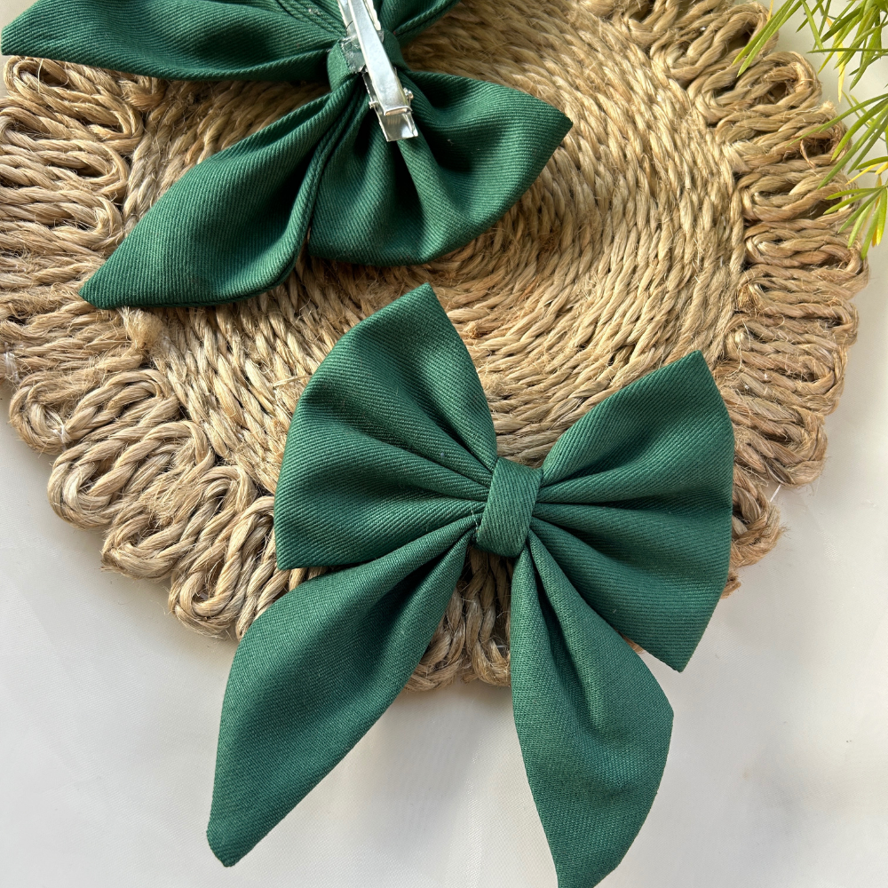 Green Pigtail Bow