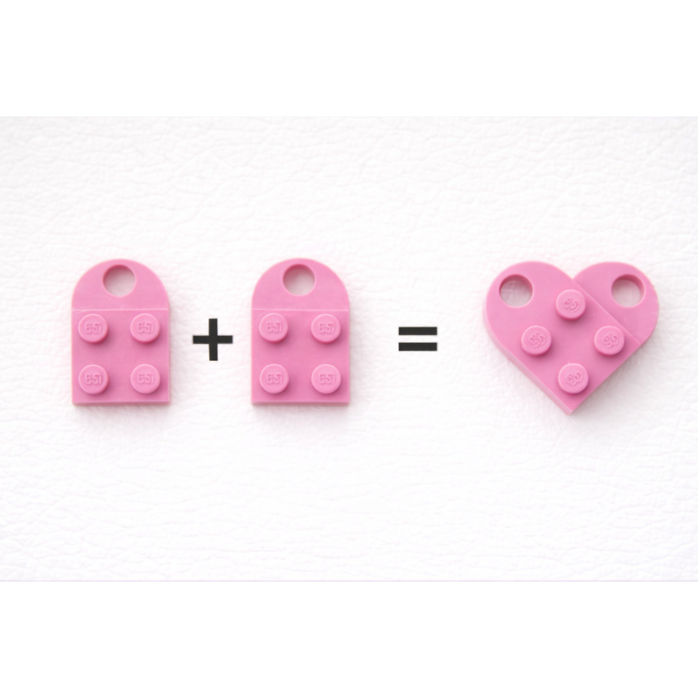 Lego Heart Couple Keychain - Set of 2 Keychains  (Pink)