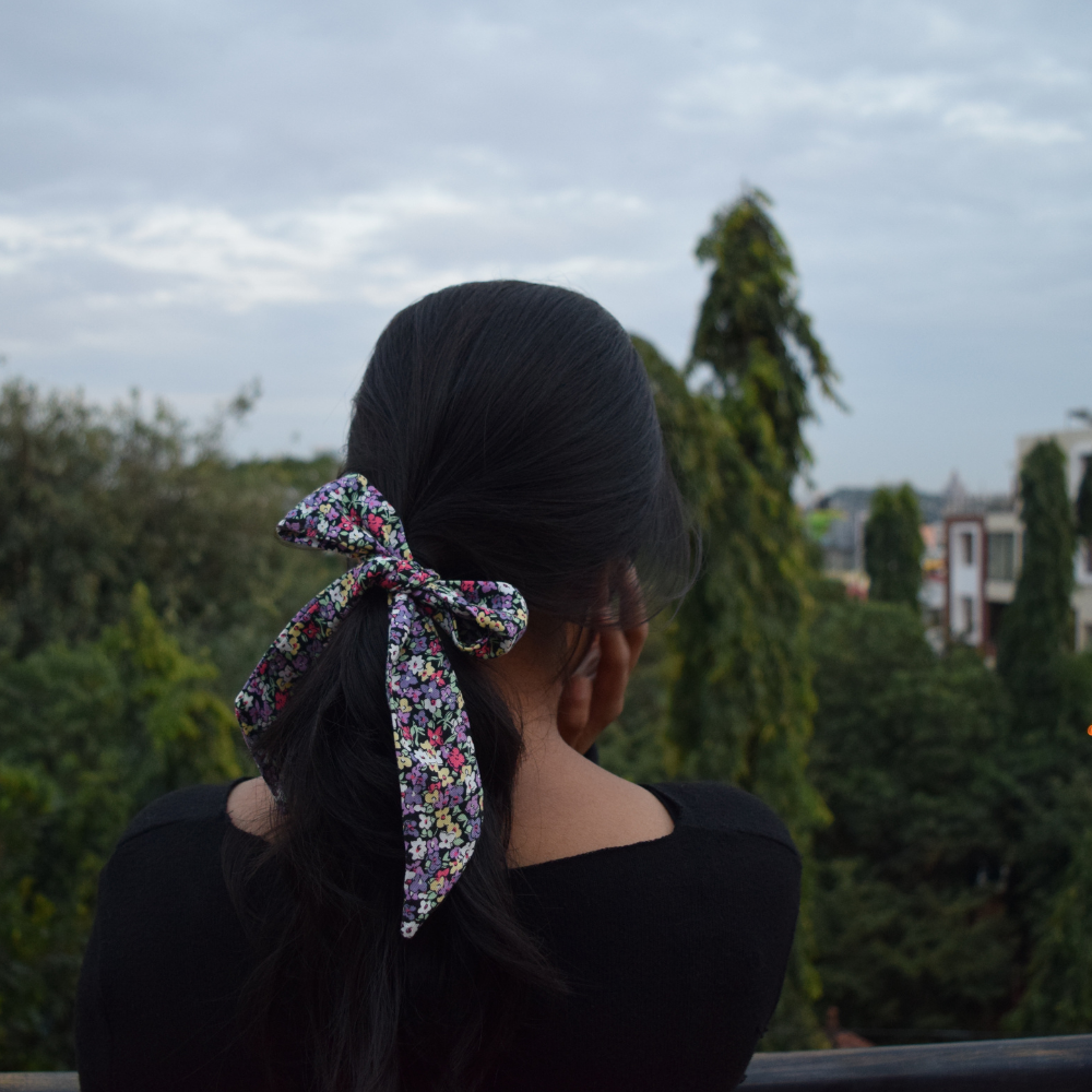 Floral Scarf Scrunchie  / Tail Scrunchie / Bowknot Scrunchie