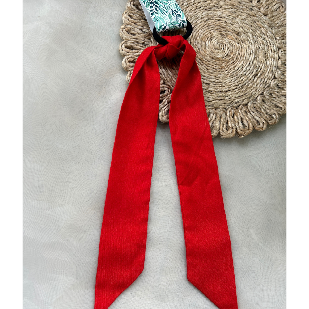 Red Scarf attached to a Hairtie