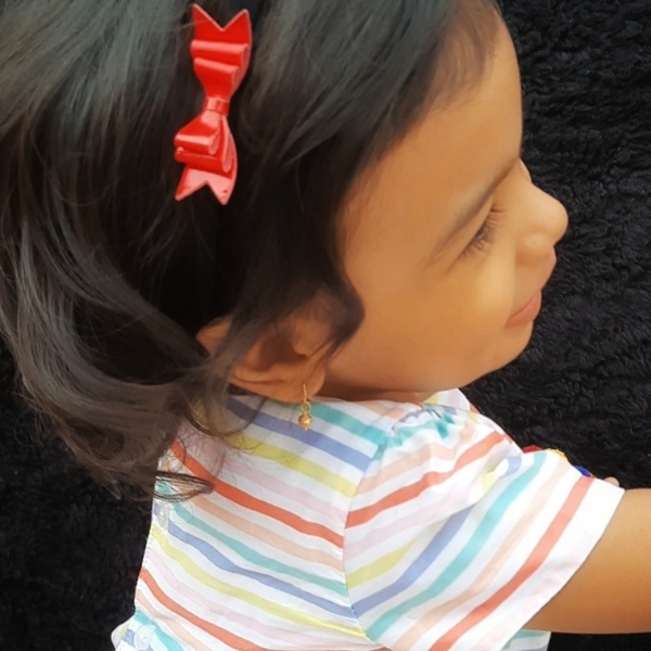 Red Leatherette Micro Bow - Nylon Headband