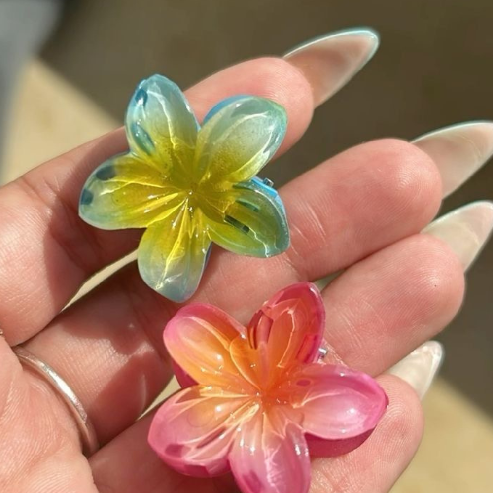 Green Flower Claw Clip - Small