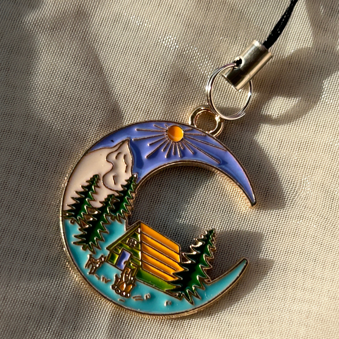 Moon and Travel Theme Phone Charm