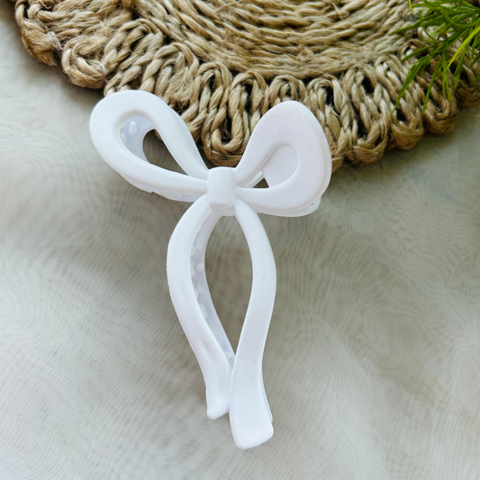 Bow Claw Clip - Large  - White