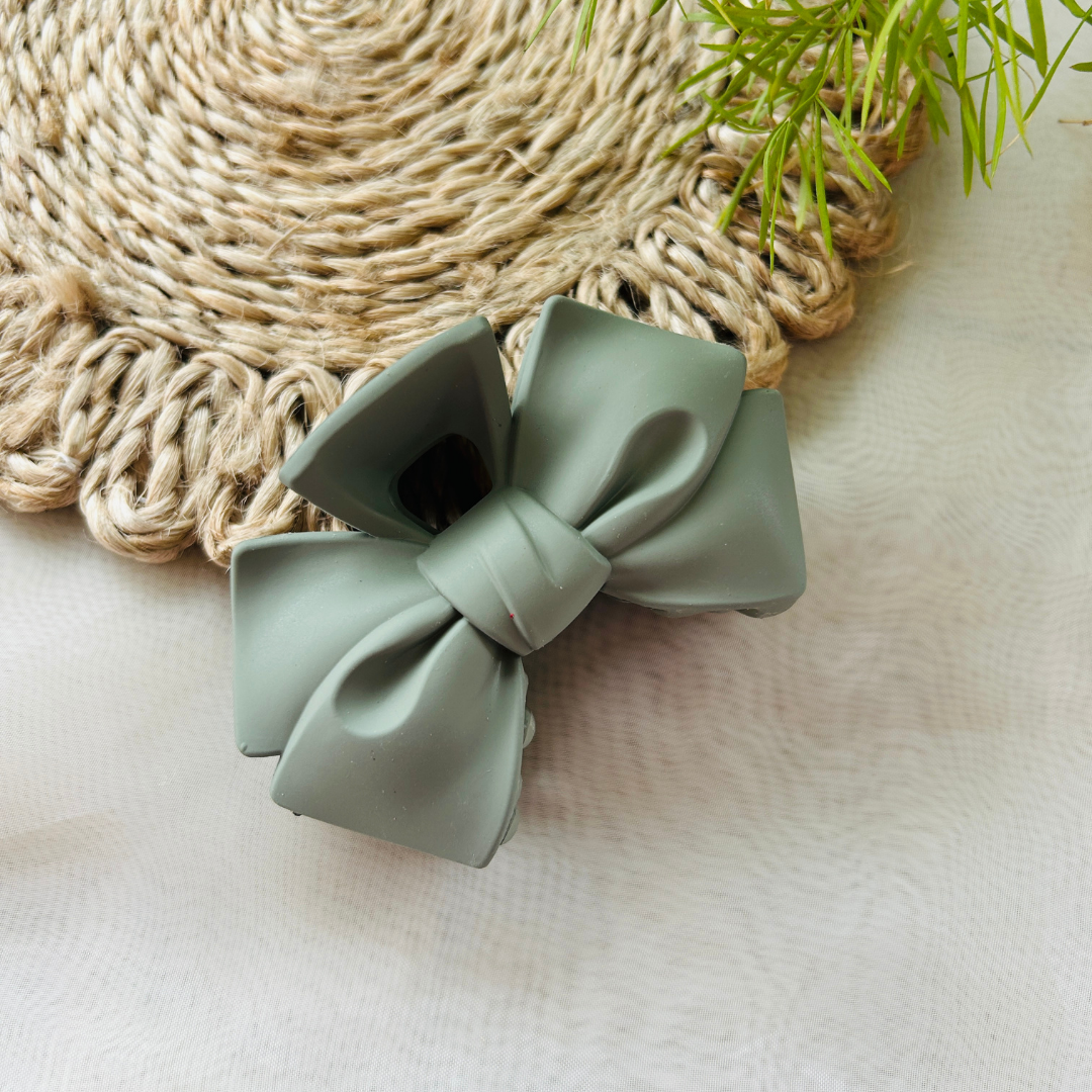 Olive Green Bow Shaped Claw Clip