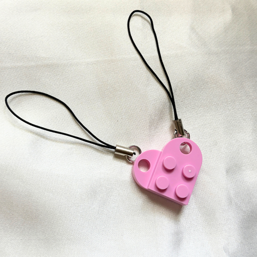 Lego Heart Couple Keychain - Set of 2 Keychains  (Pink)