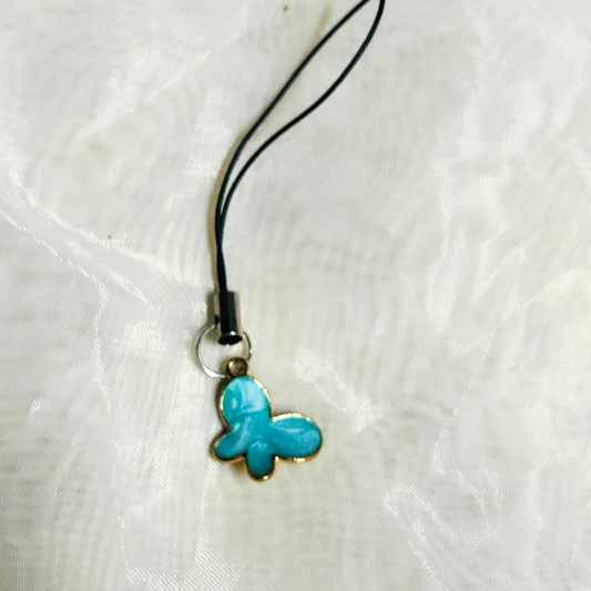 Butterfly Phone Charm - Blue