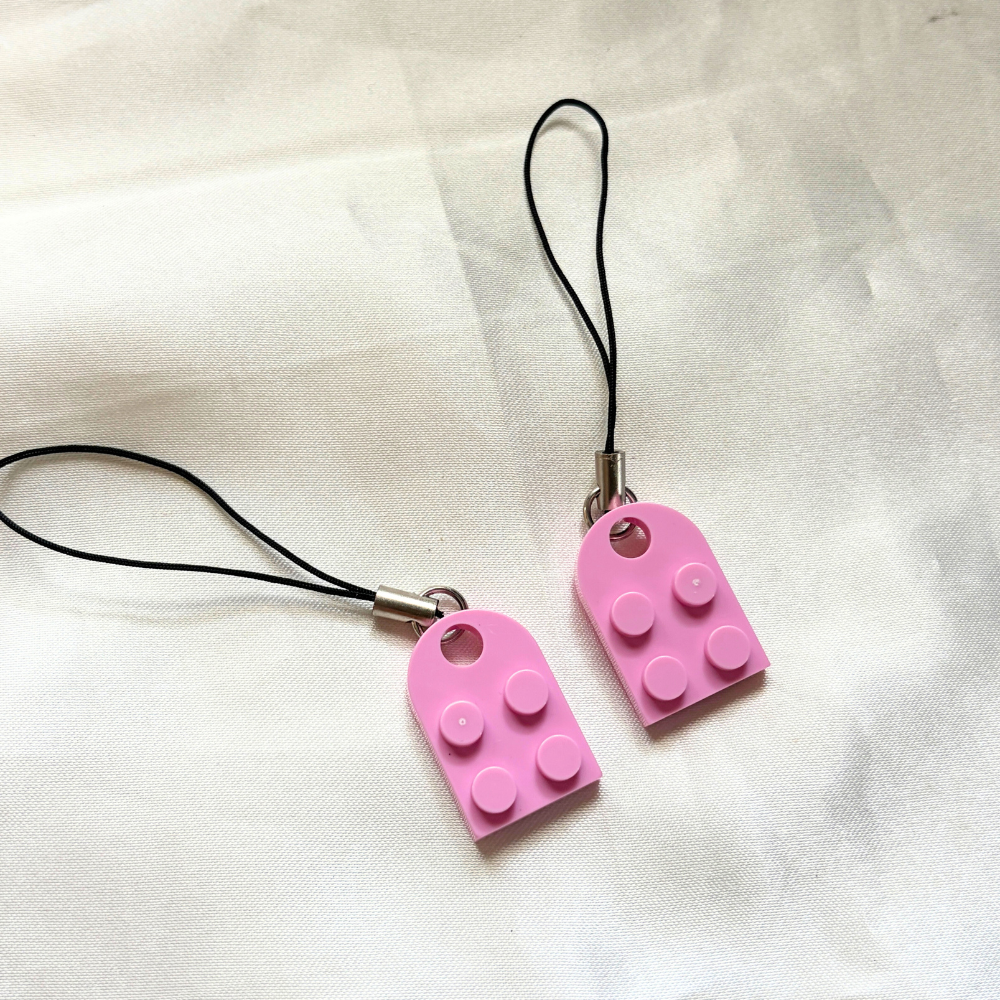 Lego Heart Couple Keychain - Set of 2 Keychains  (Pink)