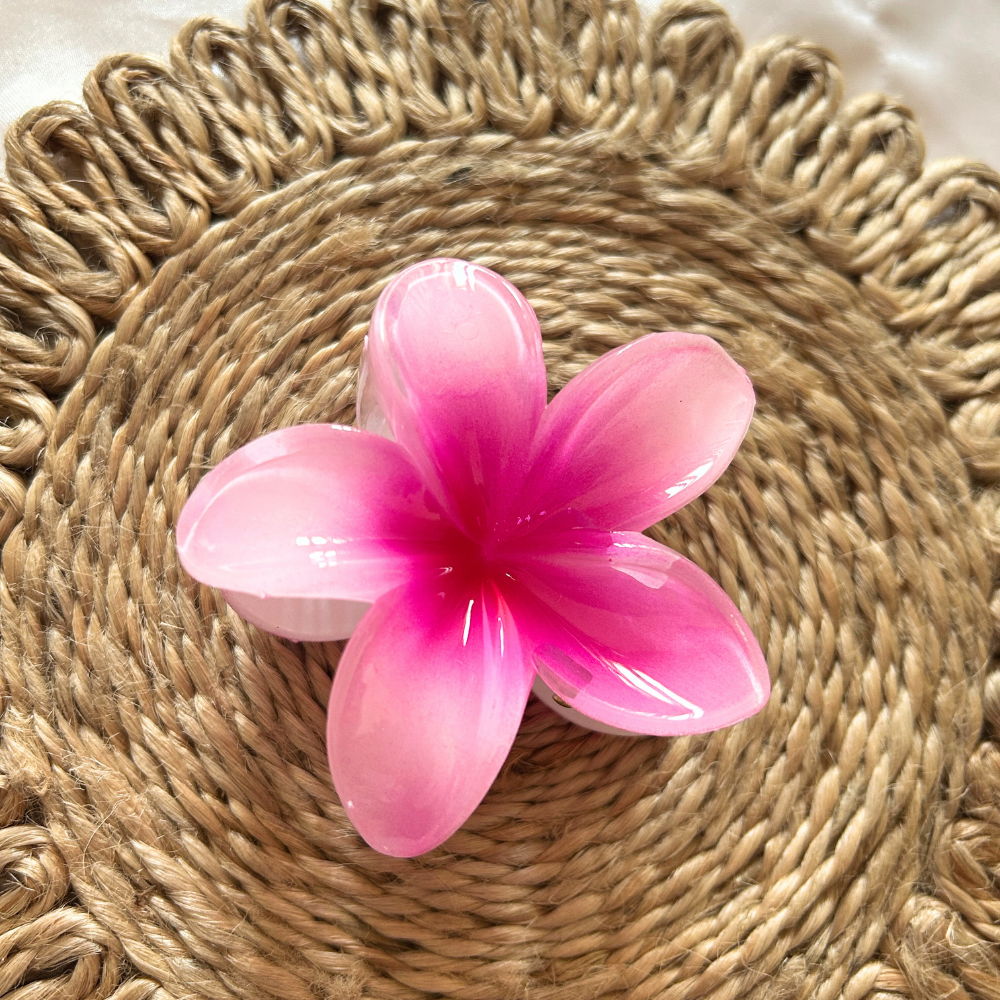 Pink Flower Claw Clip - Medium