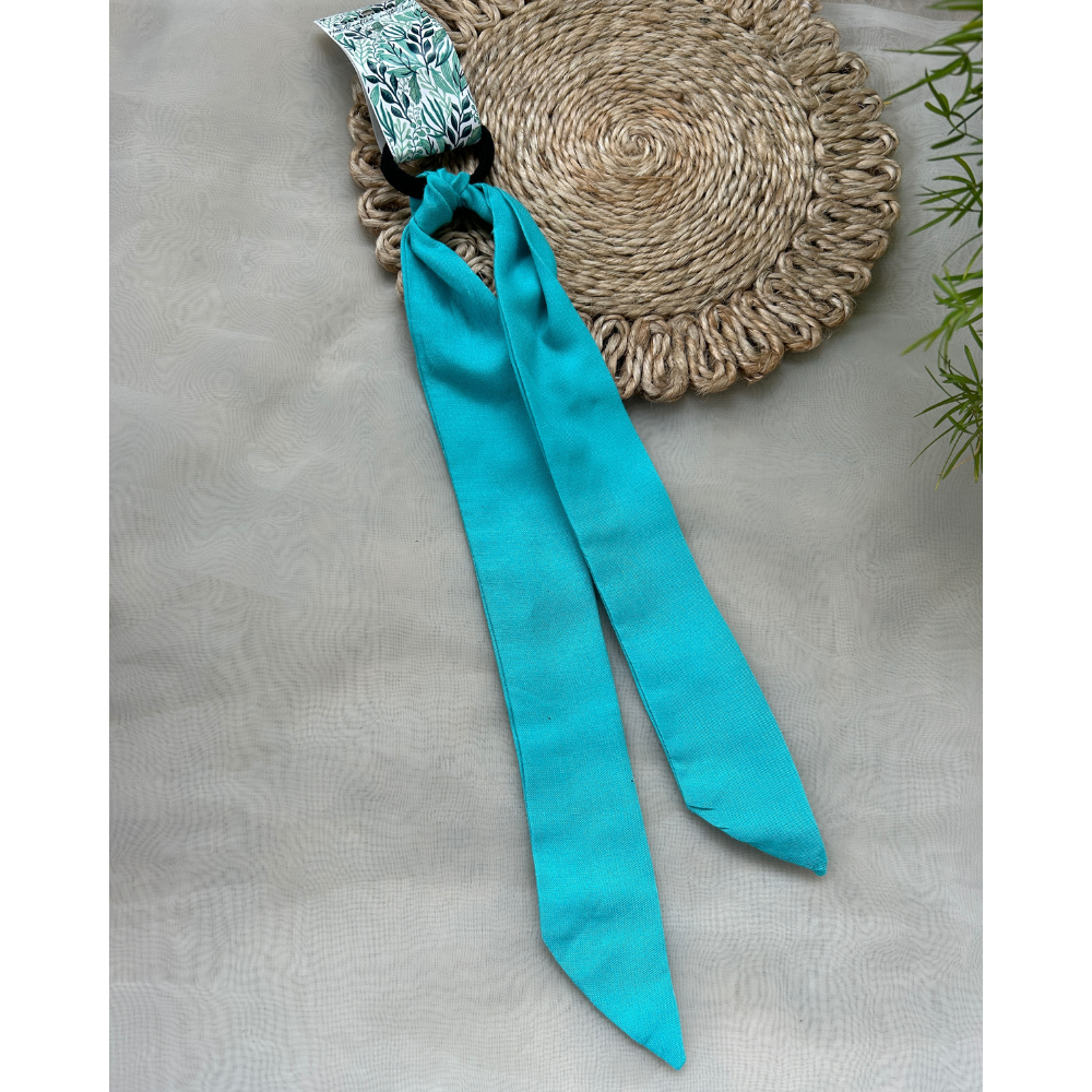 Hairtie attached to an Aqua Blue Scarf