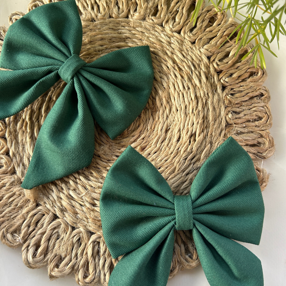 Green Pigtail Bow