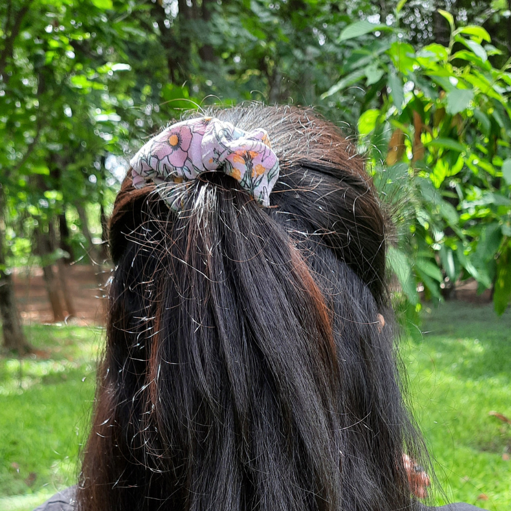 Lilac Floral Print Scrunchie