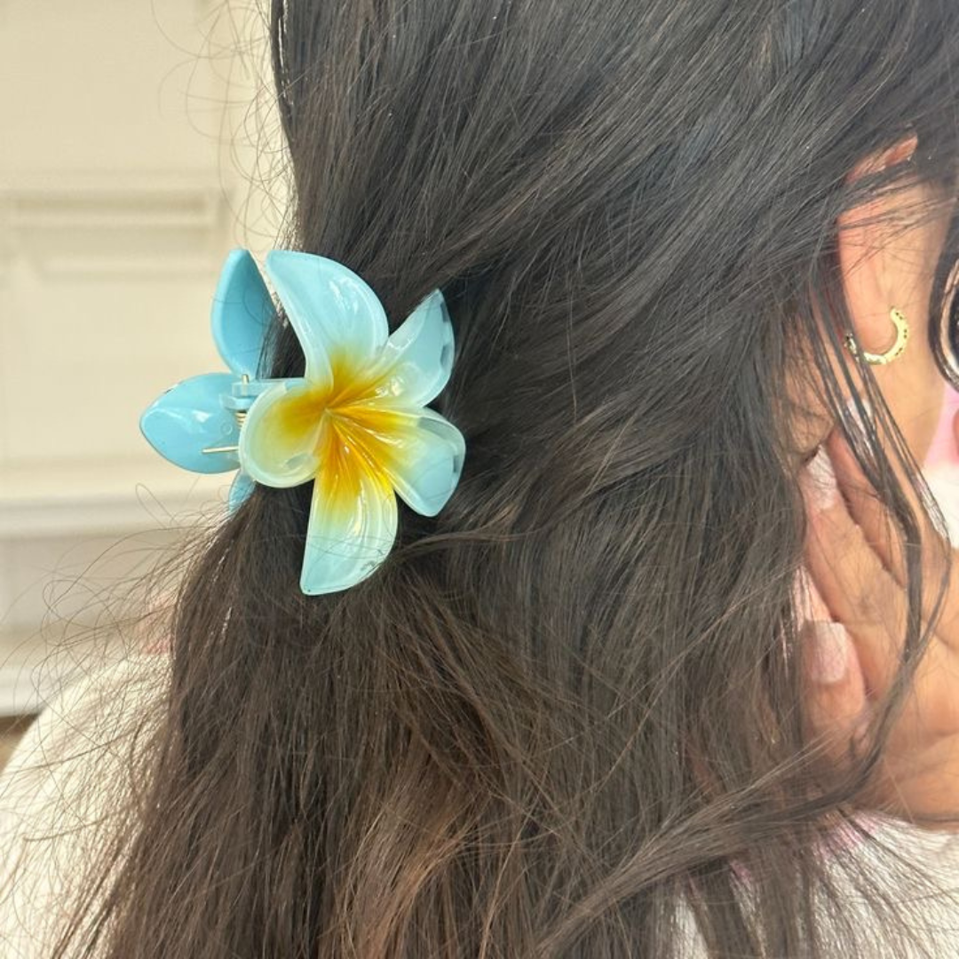 Flower Claw Clip - Large - Blue