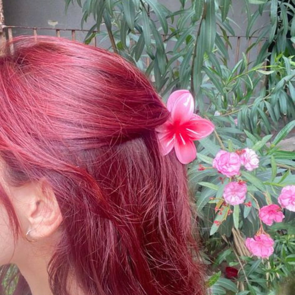 Red Flower Claw Clip - Medium