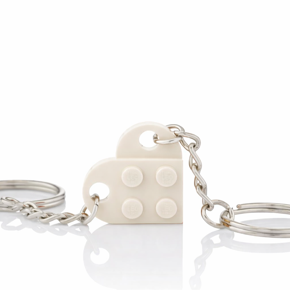 Lego Heart Couple Keychain - Set of 2 Keychains  (White)