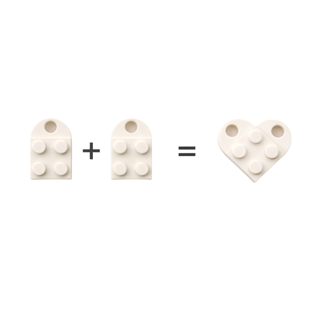 Lego Heart Couple Keychain - Set of 2 Keychains  (White)