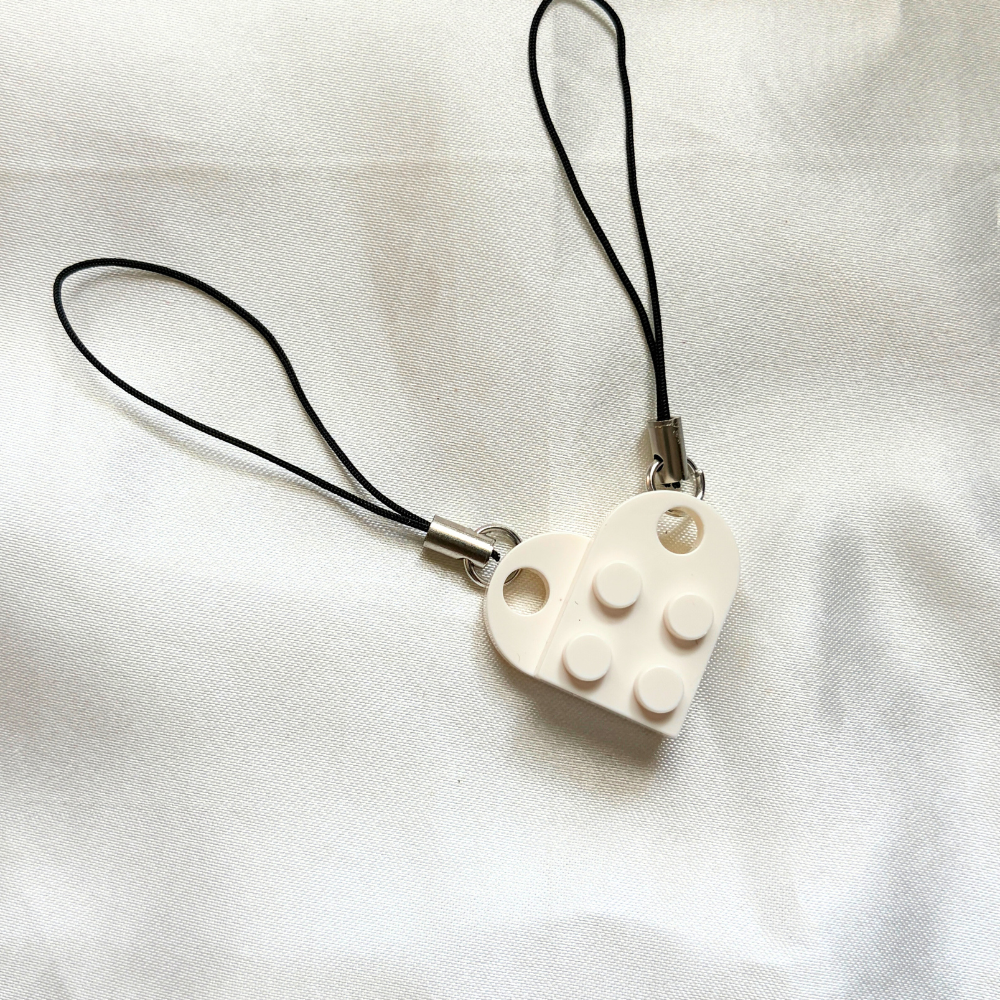 Lego Heart Couple Keychain - Set of 2 Keychains  (White)