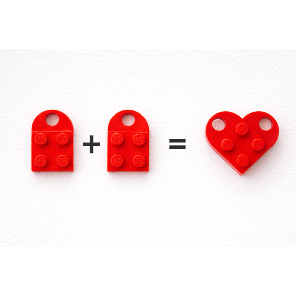 Lego Heart Couple Keychain - Set of 2 Keychains  (Red)