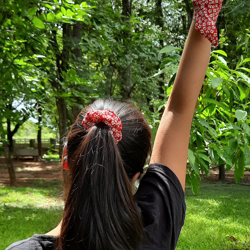 Red Floral Printed Scrunchie