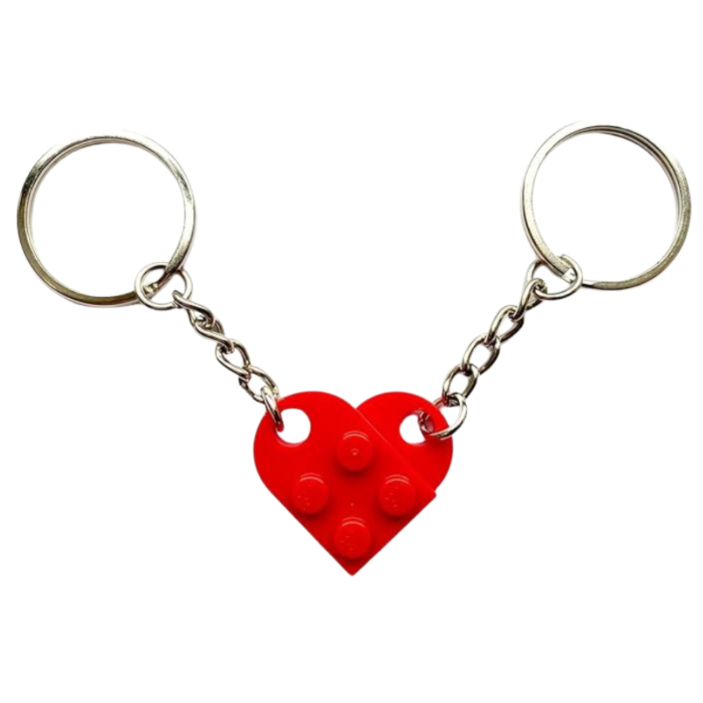 Lego Heart Couple Keychain - Set of 2 Keychains  (Red)