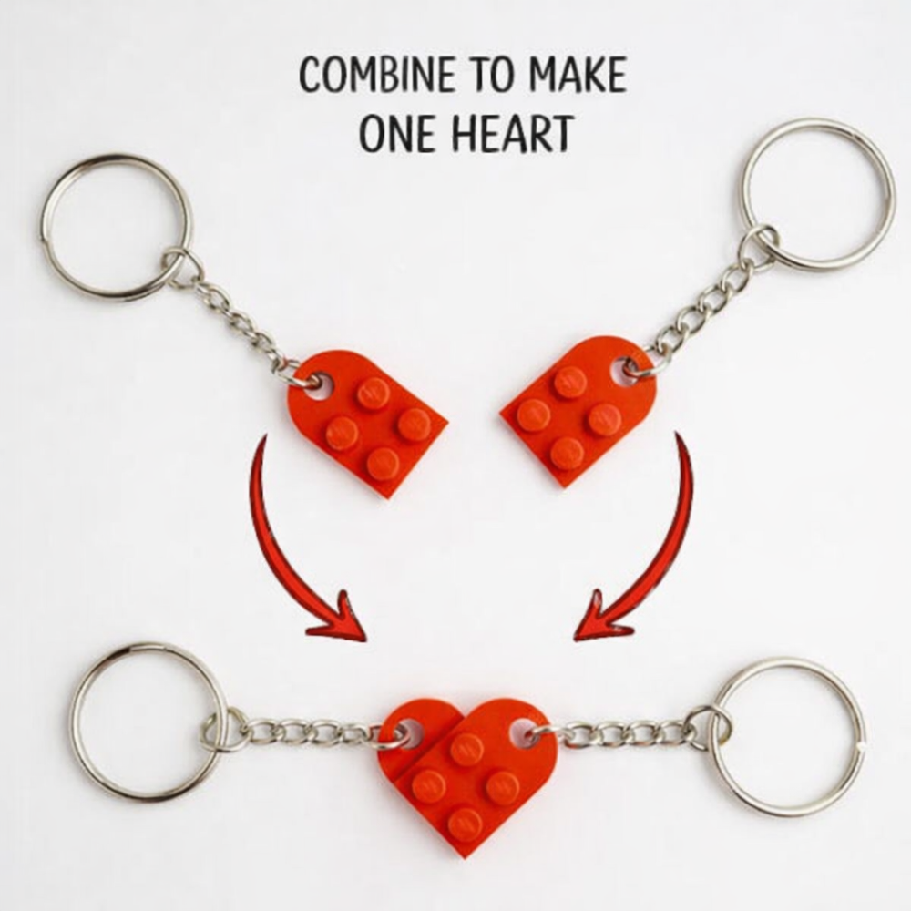Lego Heart Couple Keychain - Set of 2 Keychains  (Red)