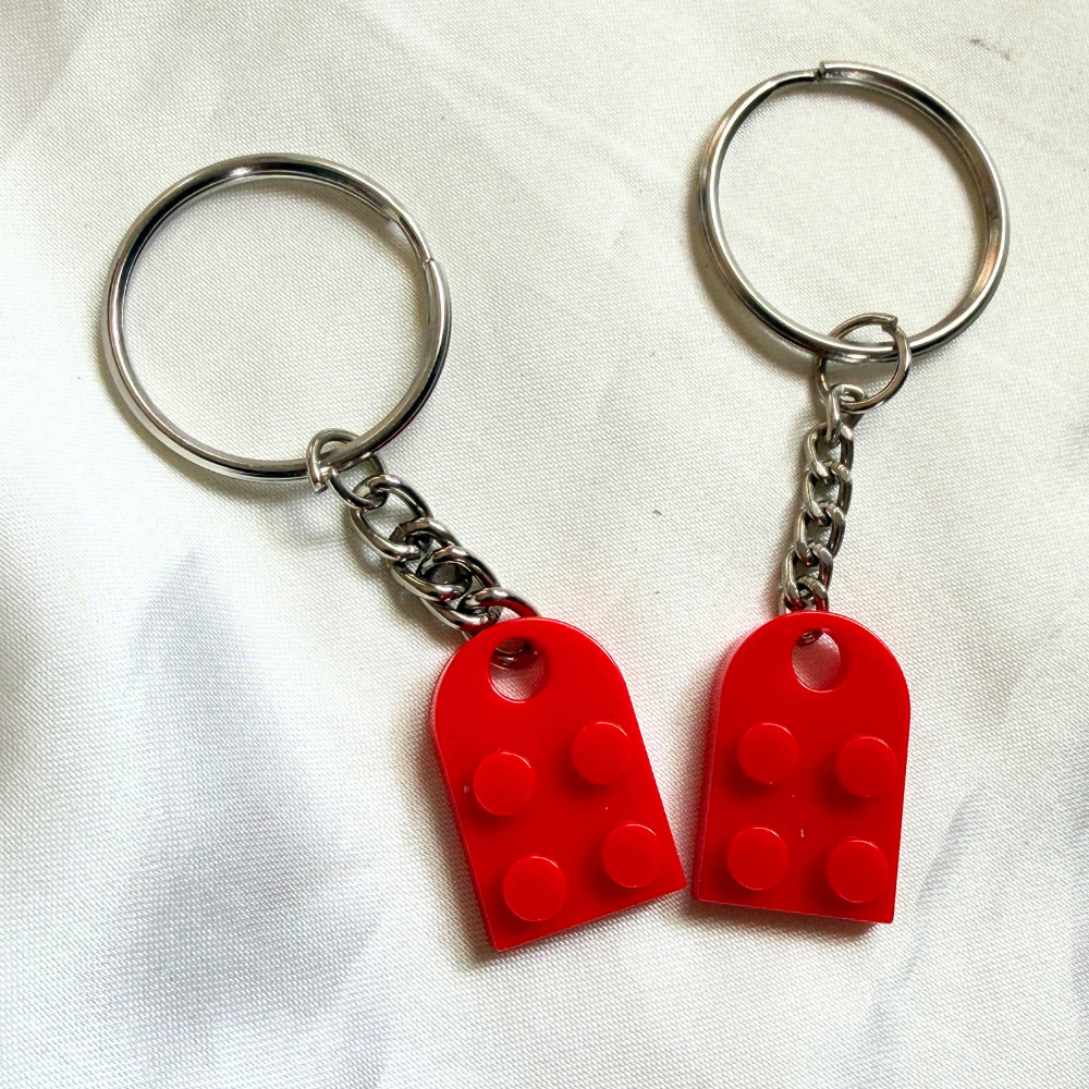 Lego Heart Couple Keychain - Set of 2 Keychains  (Red)