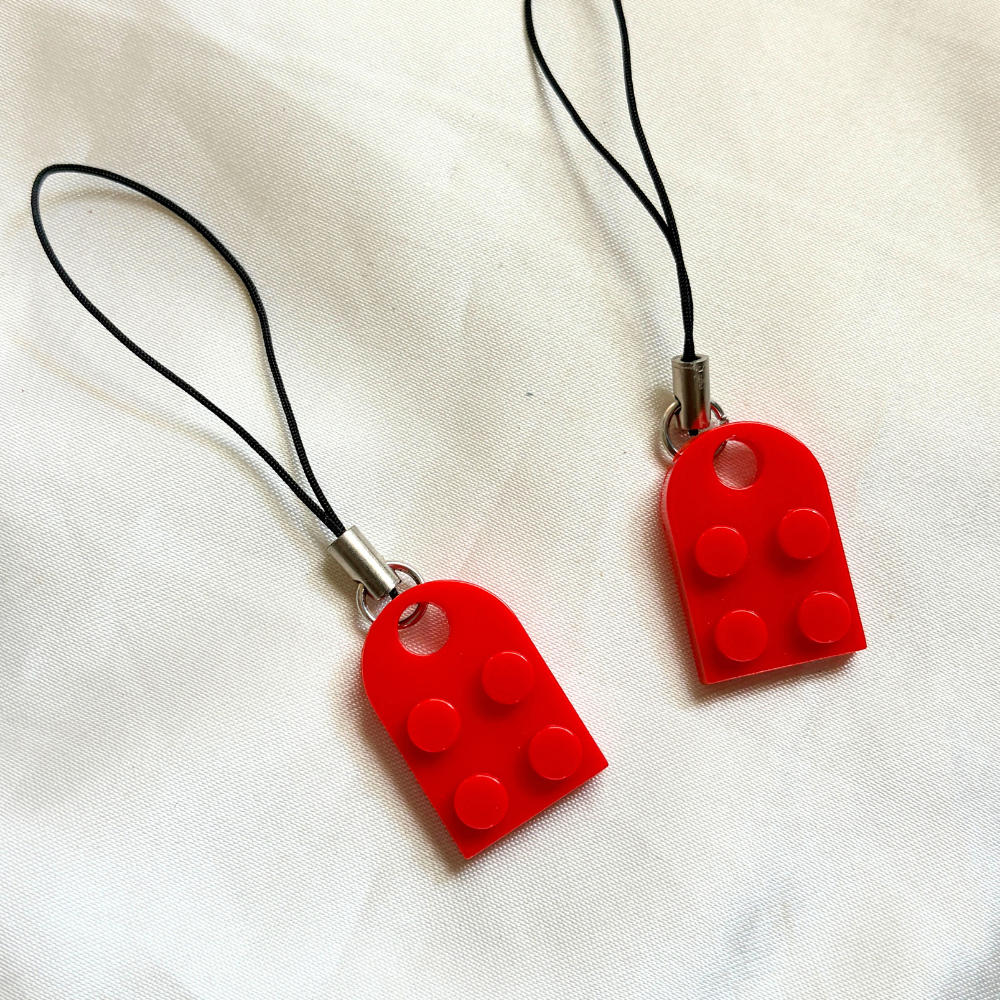 Lego Heart Couple Keychain - Set of 2 Keychains  (Red)