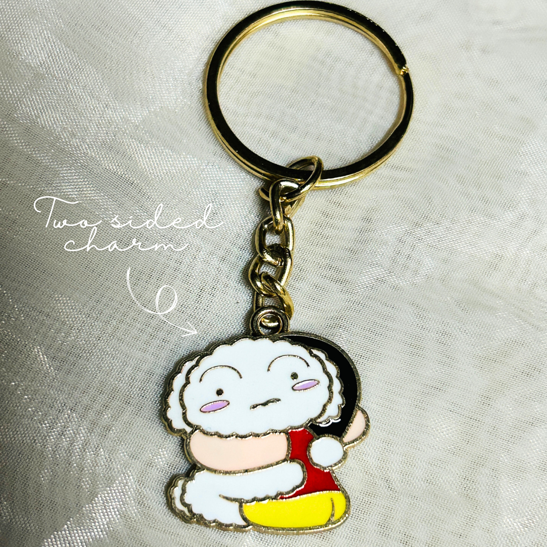 Shinchan and Shiro Two sided Charm Keychain