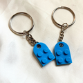Lego Heart Couple Keychain - Set of 2 Keychains  (Blue)