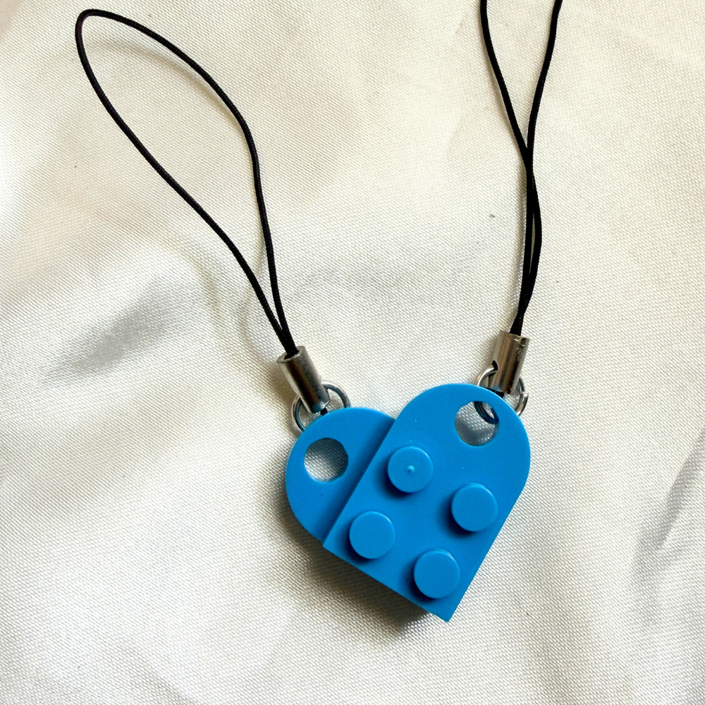 Lego Heart Couple Keychain - Set of 2 Keychains  (Blue)