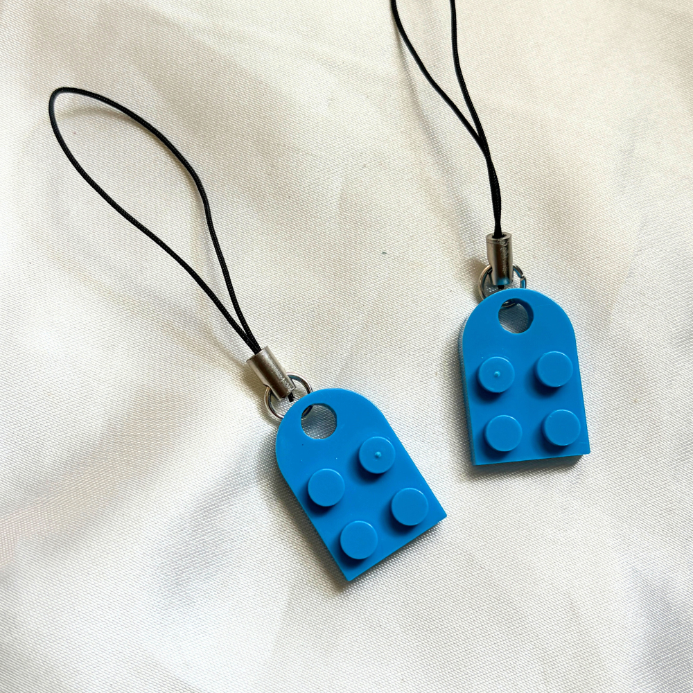 Lego Heart Couple Keychain - Set of 2 Keychains  (Blue)