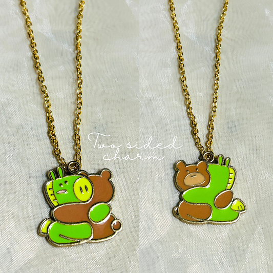 Teddy and Dino Two sided Charm Chains