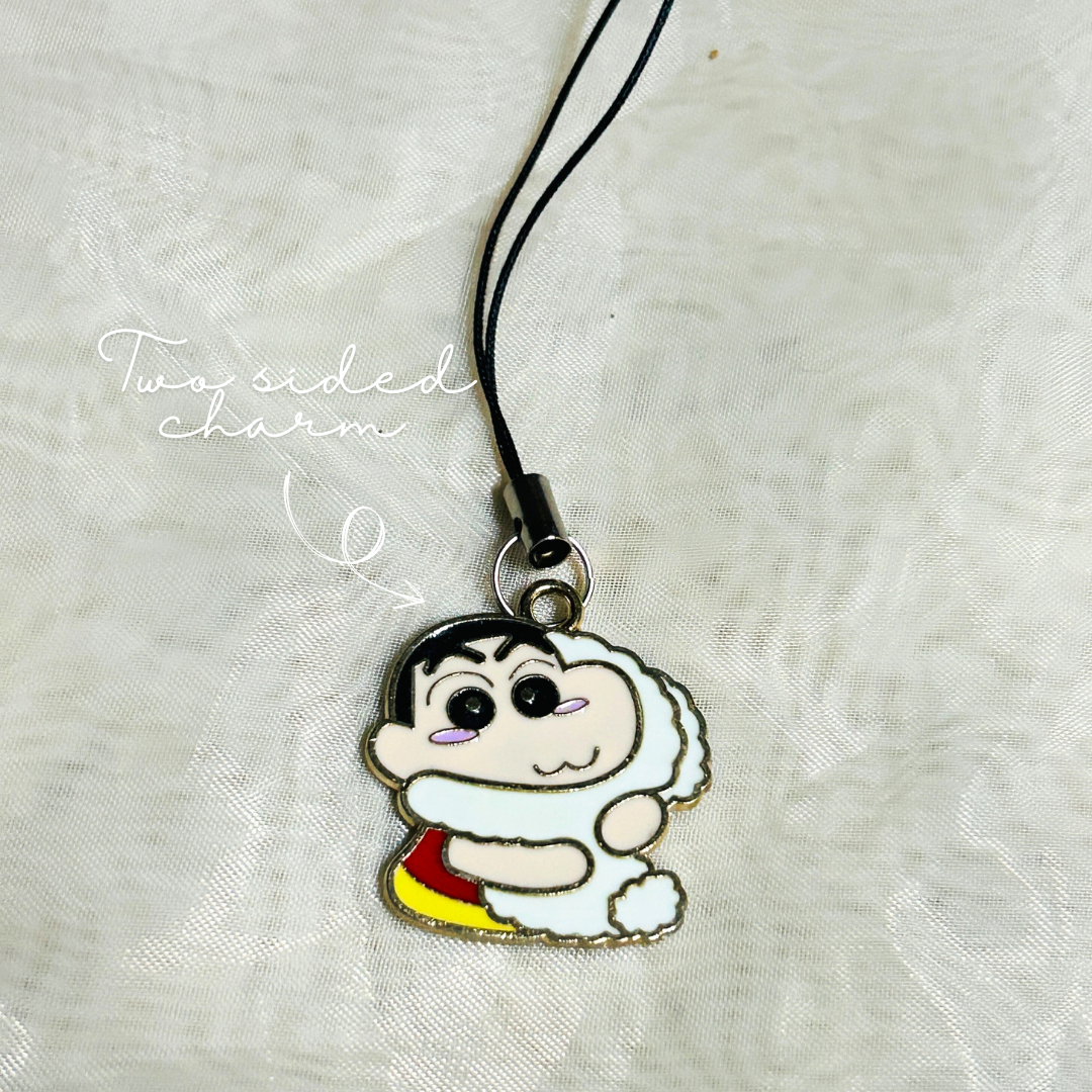 Shinchan and Shiro Two Sided Phone Charm