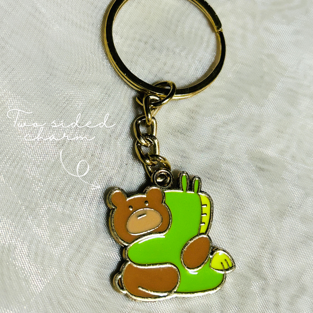 Teddy and Dino Two sided Charm KeyChains