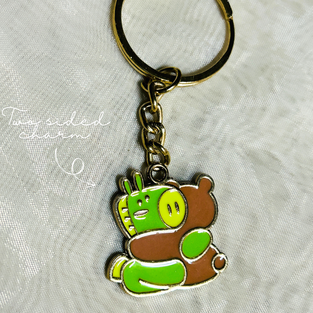 Teddy and Dino Two sided Charm KeyChains