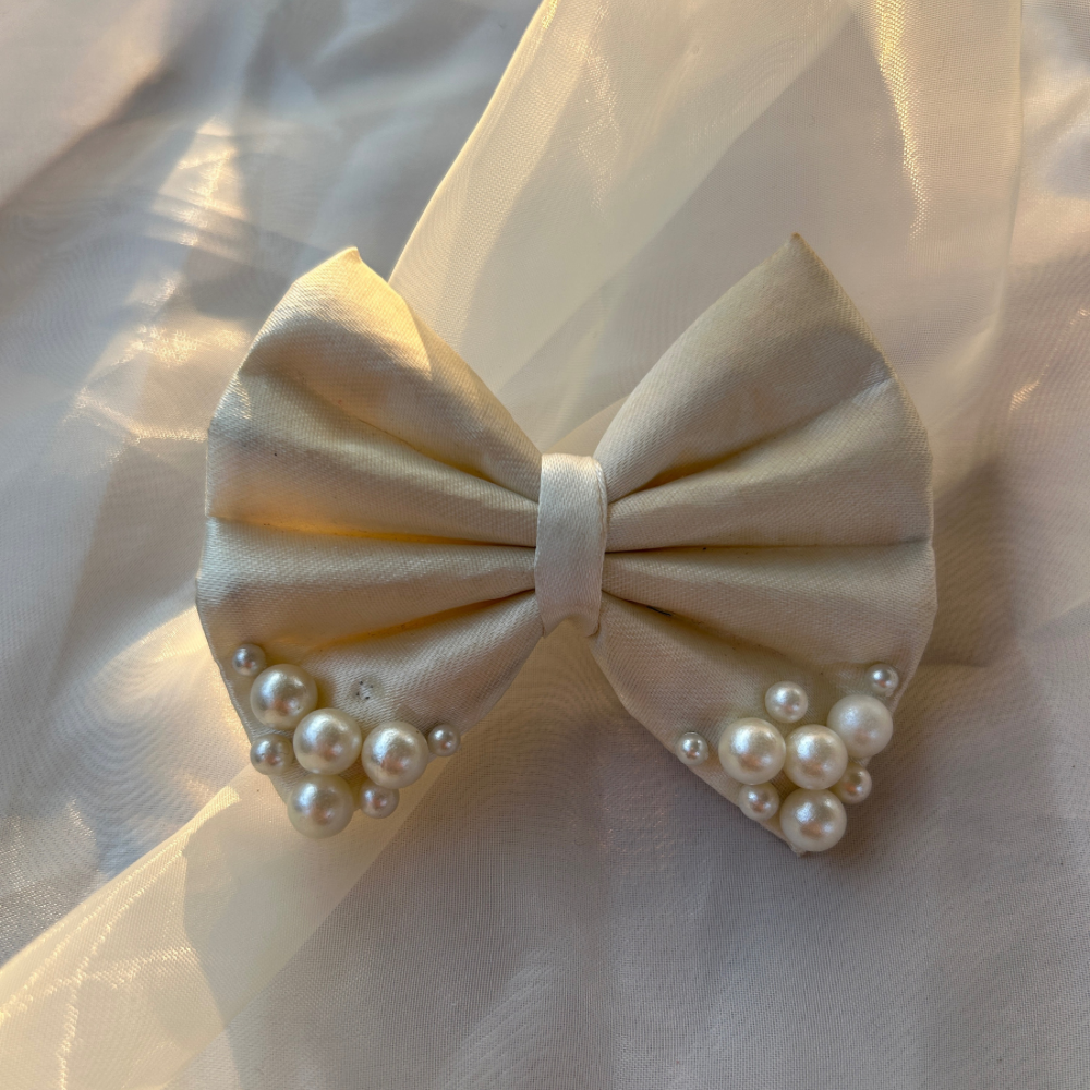 White Pearl Hair Bow