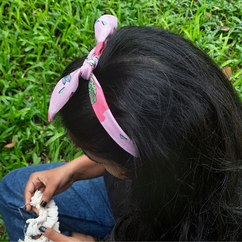 Pink Floral print TIY Headband