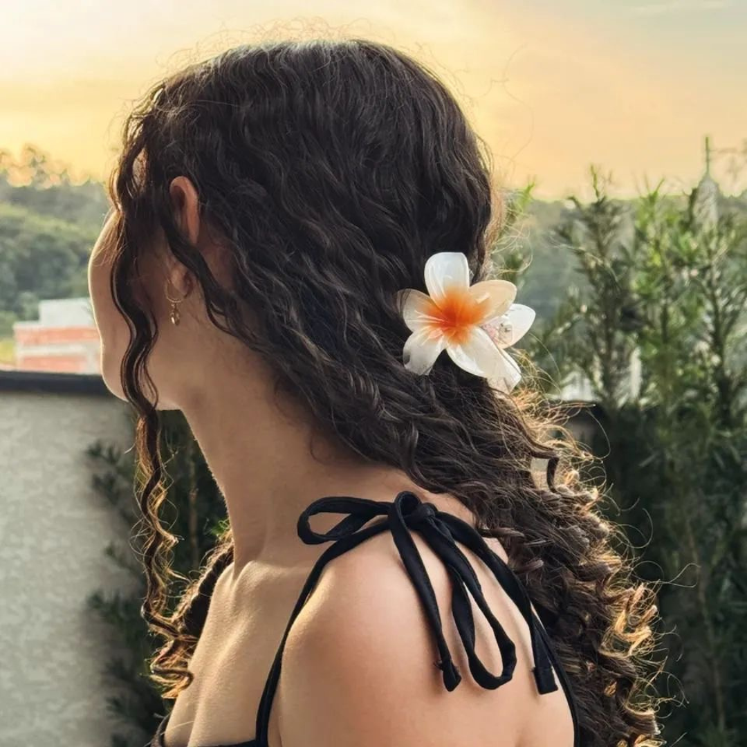 Flower Claw Clip - Large - Orange