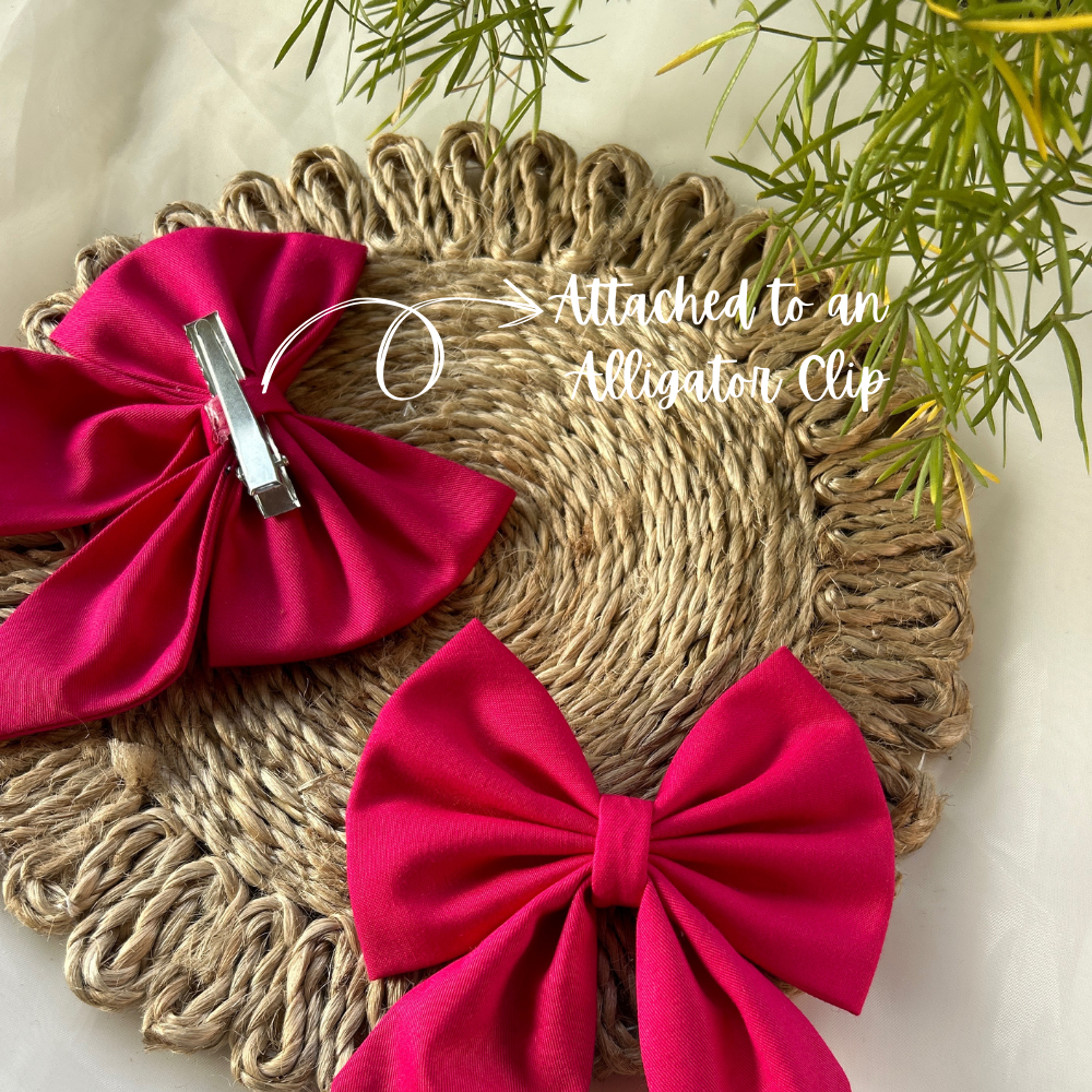 Bright Pink Pigtail Bow