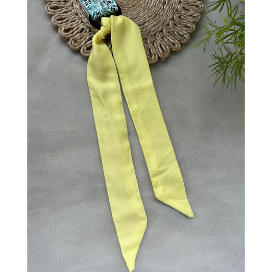 Lemon Yellow Ponytail Holder with a Scarf