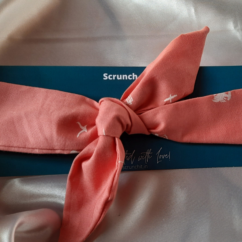 Peach with white beachy prints TIY Headband