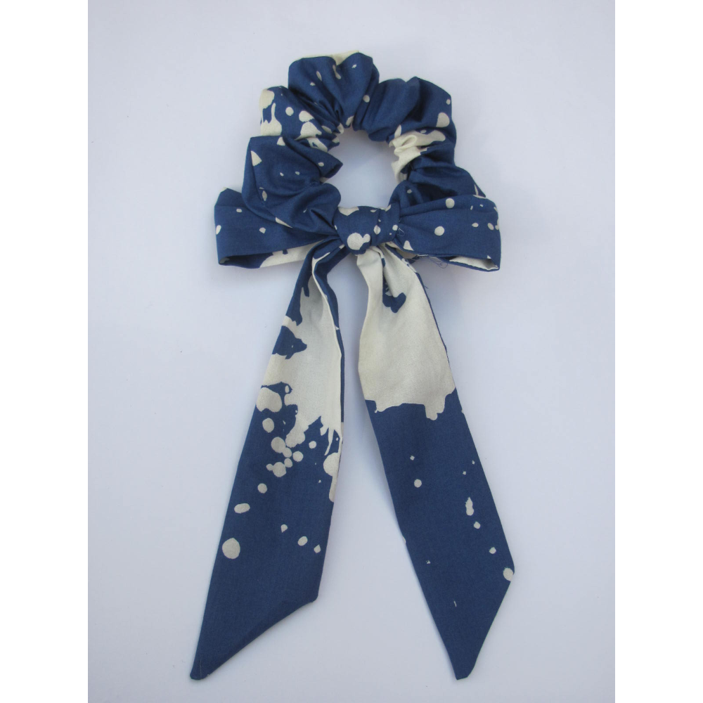 Blue Splash Scarf Scrunchie  / Tail Scrunchie / Bowknot Scrunchie