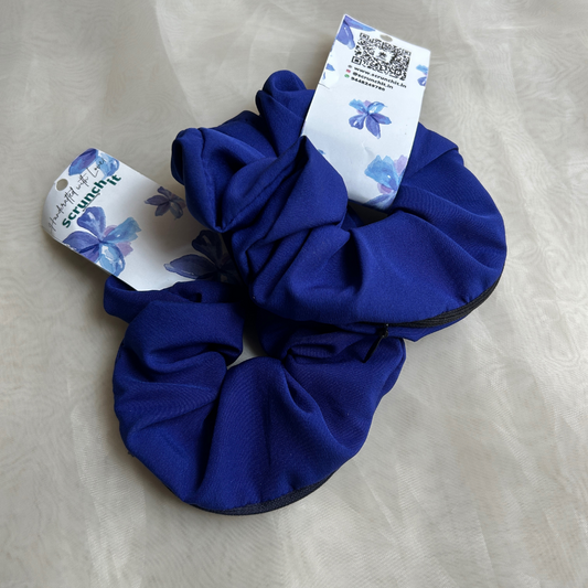 Neeli Blue Zipper Scrunchie