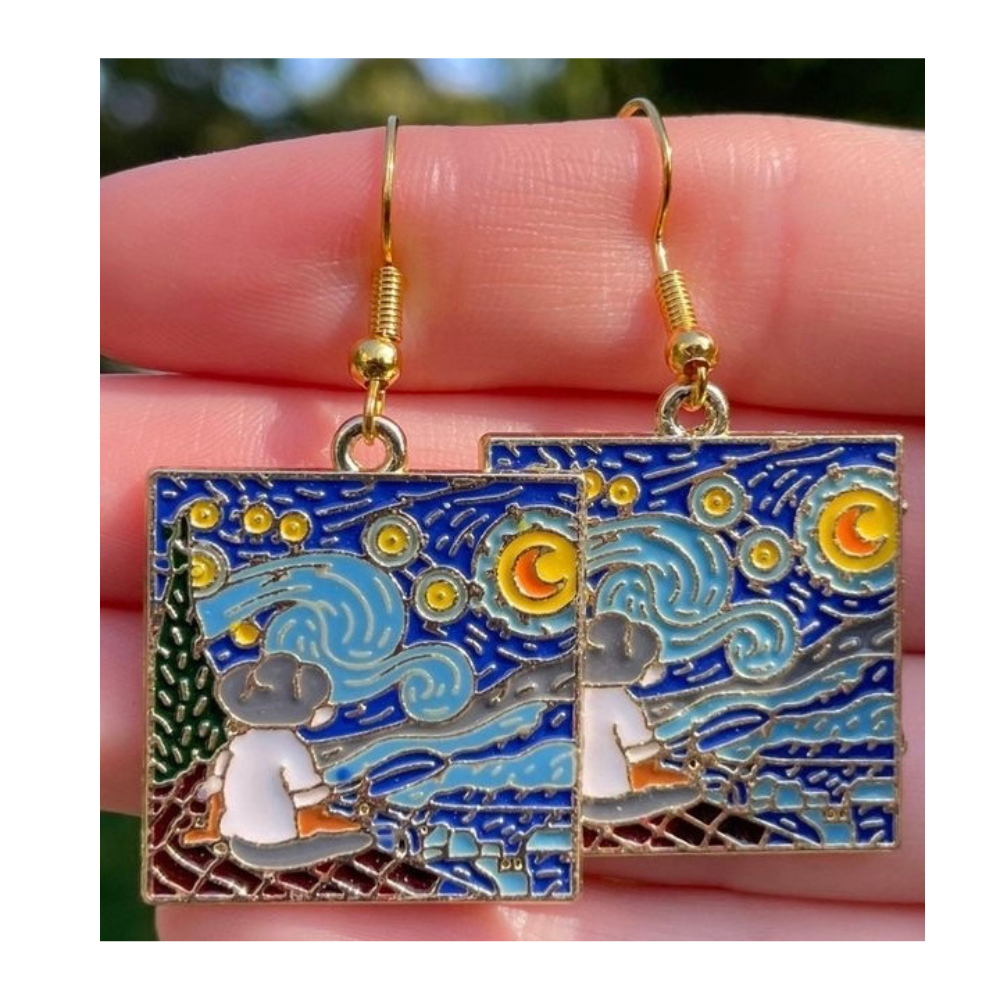 Van Gogh Starry Night Painting Earring